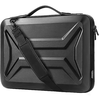 DOMISO 15.6-16 Inch Laptop Hard Case with Strap, Waterproof Shockproof Hard Shell Laptop Sleeve for Macbook Pro/Lenovo IdeaPad/HP ENVY/Dell XPS, Black - color: Black-with Strap, size: 15 - 15.6 Inch