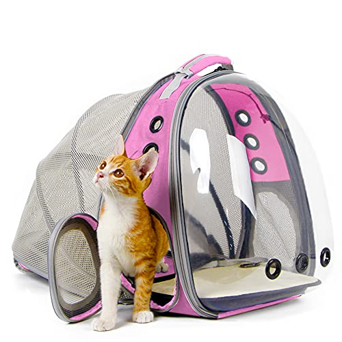 Back Extension Cat Travel Carrier Backpack (Pink, Clear Window) - color: Pink