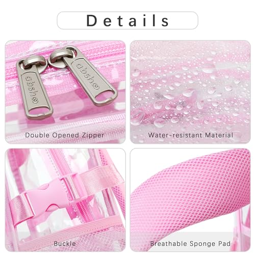 abshoo Large Heavy Duty Girls Clear Backpack for School Bookbag Transparent Multi Pocket Backpacks for Women (Pink) - color: Pink