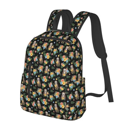 Laptop Backpack Sloth Flowers, Cushioned Back Panel, Front Zip, for Daily Commute & Outdoors - color: Picture (229)