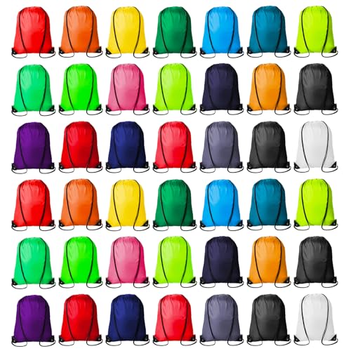 42 Pcs Drawstring Backpack Bags Sack Pack Cinch Tote Sport Storage Polyester Bag for Gym Traveling（20 Colors） - color: Multicolor