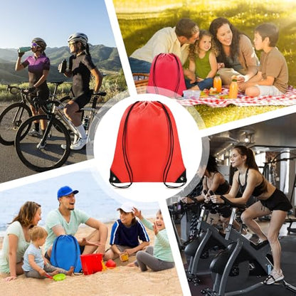 Grneric Drawstring Backpack Bulk 70Pcs String Backpack Drawstring Bags Cinch Bag Sackpack for Men Women Gym(Red) - color: Red