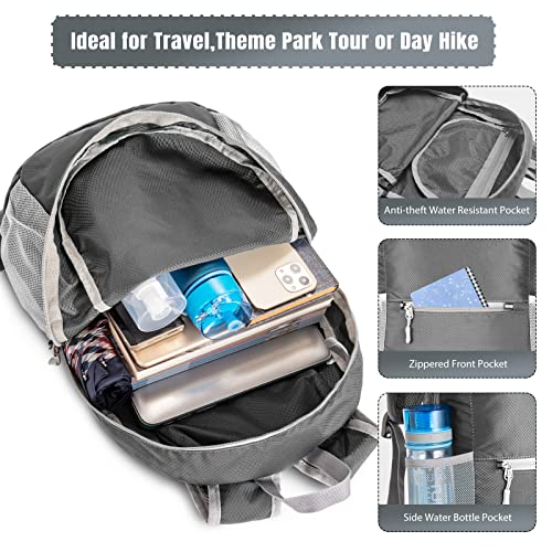 ZOMAKE Ultra Lightweight Hiking Backpack 20L, Packable Small Backpacks Water Resistant Daypack for Women Men(Medium Grey) - color: Medium Grey