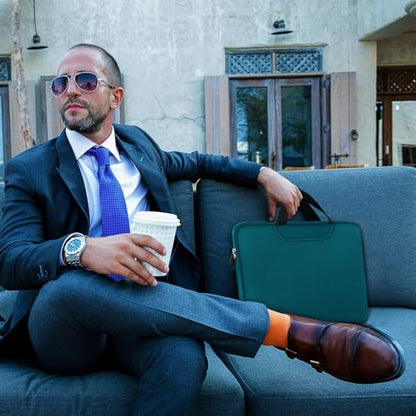 Laptop Sleeve Bag 15.6 Inch, Traveling Briefcase Handle Bag & with Extra Pockets, Computer Protective Case Compatible for 15 15.6 inch HP, Dell, Acer, Asus, Cyan - color: Cyan, size: 15.6 inch