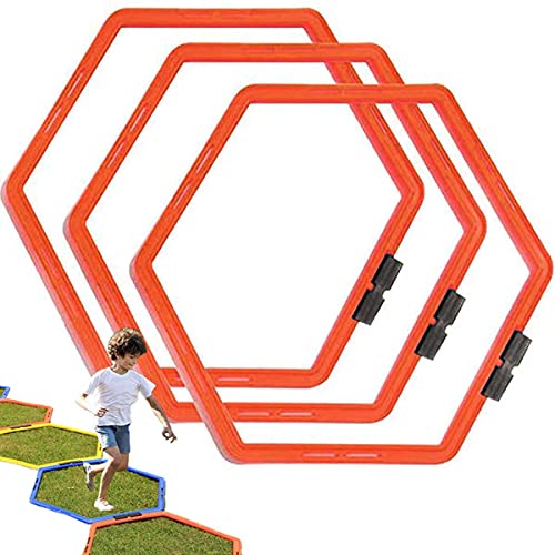 Hexagon Agility Ring Training Circle Ring Speed Agility Ladder Physical Training Ring Football Footwork Trainer Hurdles Agility Ladder Fitness Equipment Multicolor Training Ring 3Pcs - color: red