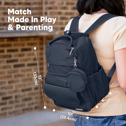 KeaBabies Diaper Bag Backpack - Small Multifunctional Travel Diaper Back Packs, Maternity Baby Changing Bags, 12L Capacity, PU Leather, Waterproof, Unisex, Nappy Changing Pad (Navy Blue, Small) - color: Navy Blue, style: Small / 13" H