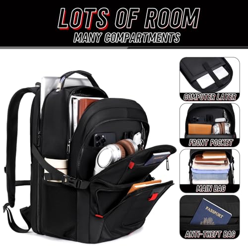 Z-MGKISS 18.4 Large Travel Backpack, USB Computer Bagpack Fits 18.4 Inch Laptop, Business Backpack for Men, TSA Flight Approved, Laptop Backpacks, Black - color: Black
