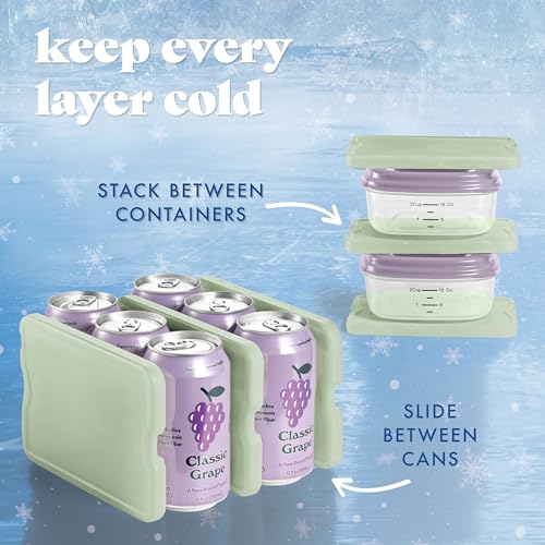 Cool Coolers by Fit & Fresh 4 Pack XL Slim Ice Packs, Quick Freeze Space Saving Reusable Ice Packs for Lunch Boxes or Coolers - color: Sage (4 Pack)
