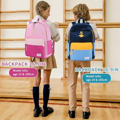 Chase Chic Kids Backpack for Girls - 17 inch School Backpacks for Toddler Fits 6 to 12 Years Old - Lightweight Water Resistant Preschool Bookbag for Travel Daycare (Light Blue) - color: Blue&light Blue