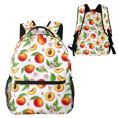 Lightweight Laptop Backpack Watercolor Tropical Peach Leaves Flowers, Water Resistant Work Daypack with Inner Pocket for Office Commute and Travel - color: Pattern (2)