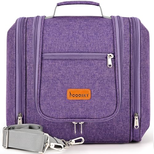 Travel Hanging Toiletry Bag for Women and Men, 6 Organizer Compartments, Holds Full Size Bottles, Extra Large Cosmetic Accessories, Makeup essentials, Bathroom Water-resistant Toiletries Bag, Purple - color: F - Purple, size: Extra Large