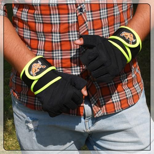 Workout Gloves for Men & Women | Gym Weight Lifting Gloves with Wrist Wrap Support | Full Palm Protection & Extra Grips for Weightlifting Fitness, Hanging, Pull ups