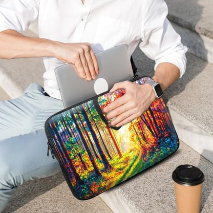 14 15 15.4 15.6 inch Laptop Handle Bag Computer Bag, Pouch Holder Notebook Sleeve Cover Soft Case Compatible for Dell,Lenovo,Toshiba HP, Asus Notebook-Autumn Forest - color: Autumn Forest