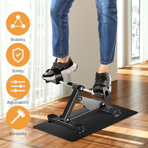 Under Desk Elliptical Mat - Non-Slip Exercise Equipment for Peloton Bike, Small Exercise Mat for Desk Workout Equipment - color: Double-sided