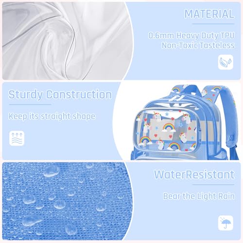 Clear Backpack for Boys and Girls,Kids Clear Backpacks for School,Heavy Duty Transparent Bookbag Stadium Approved - color: Blue-horse-backpack Only