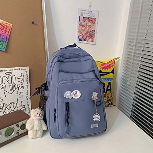 GAXOS Cute Aesthetic Backpack for School Girls Middle Student Bookbag - color: Blue