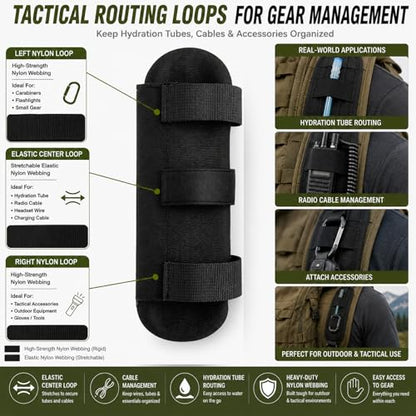 1 Pair Tactical Backpack Shoulder Pads, Thick Shoulder Cushion for Heavy Backpacks Plate Carrier & Rucksack, Fits Straps Up to 2.5", Breathable 3D Mesh, Hook & Loop Fastener, Rucking Hiking & Military - color: Black