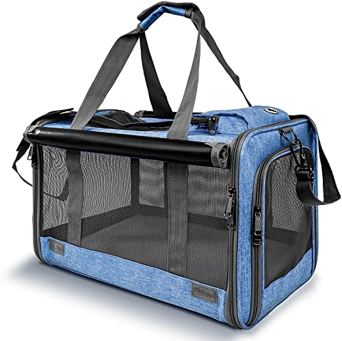 GAPZER Pet Carrier for Large and Medium Cats, Soft-Sided Pet Carrier for Big Medium Cats and Puppy, Dog Carriers Cat Carriers Pet Privacy Protection Travel Carriers - color: Blue
