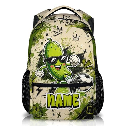 Boys Backpack for Soccer Lovers Personalized Pickle Bookbag for Boys Student, Fun Durable Schoolbag for Kindergarten Elementary Senior - color: Dark Green