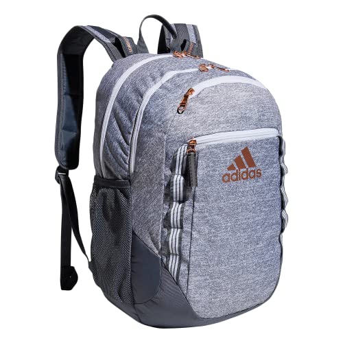adidas Excel 6 School Backpack, 40L - color: Jersey Grey/Onix Grey/Rose Gold, size: OSFA