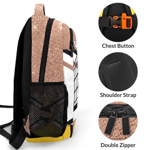 Rose Gold Volleyball Print Customized Waterproof Backpacks Shoulders Daypacks Bags - color: Muilti 24