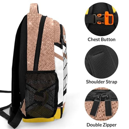 Rose Gold Volleyball Print Customized Waterproof Backpacks Shoulders Daypacks Bags - color: Muilti 24