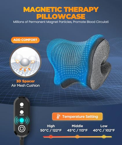 Graphene Magnetic Neck Stretcher for Deeper Pain Relief, Instant Heating Pad Cervical Traction Device Pillow, Neck Cloud for TMJ Tension Muscle Migraine, Christmas Gifts for Women, Mom, Men(Gray) - color: Gray