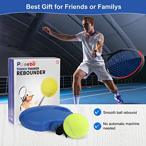 Tennis Trainer Rebound Ball for Self Practice, 3 Balls with String, Anti-Tangle Hook, Vibration Dampeners, Overgrip, Color Box