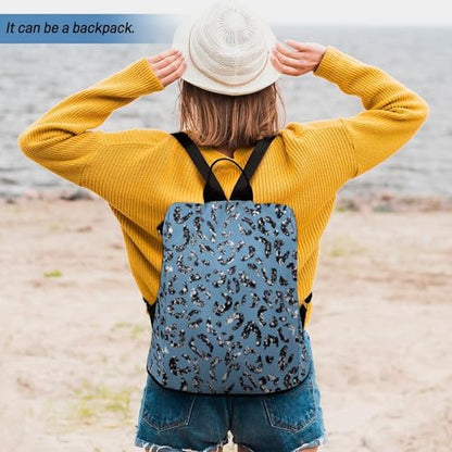 Blue Bling Print Backpack Purse for Women Anti-Theft Bag Fashion Bags Ladies Shoulder Travel Bag - color: Blue Bling Print, size: No Custom
