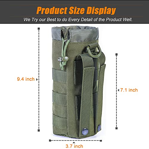 Upgraded Tactical Drawstring Molle Water Bottle Holder Tactical Pouches - color: Army Green