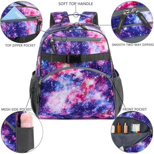 FlowFly Kids Backpack for Toddler Boys Girls, Simple Lightweight Bookbag for Daycare Kindergarten Elementary School Travel, Small Modern Bag (Medium 15''), Galaxy - color: Galaxy, style: Kids Medium: 12l