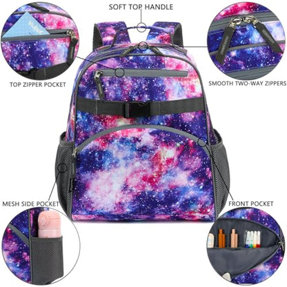 FlowFly Kids Backpack for Toddler Boys Girls, Simple Lightweight Bookbag for Daycare Kindergarten Elementary School Travel, Small Modern Bag (Medium 15''), Galaxy - color: Galaxy, style: Kids Medium: 12l
