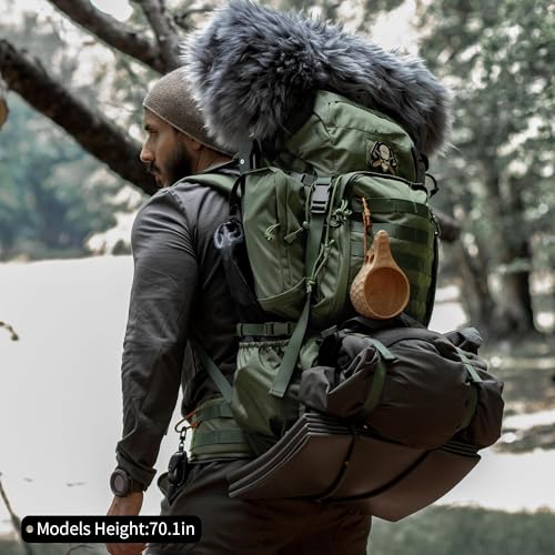 Mardingtop 60L Military Internal Frame Backpack for Hiking,Camping,Hunting,Rucksack Backpack with Rain Cover - color: Black