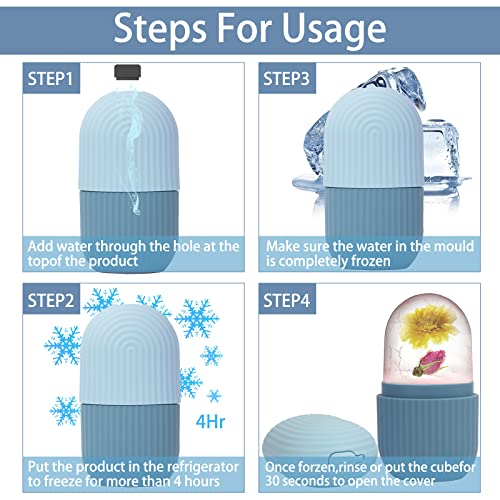 XHJRI Ice Face Roller Massager,Ice Cube Roller for Face, Eyes and Neck Naturally Conditioning and Skin Care,De-Puff Eye Bags,Reduce Migraine Pain,Reusable Massage Silicone Ice Mold (Blue) - color: Blue