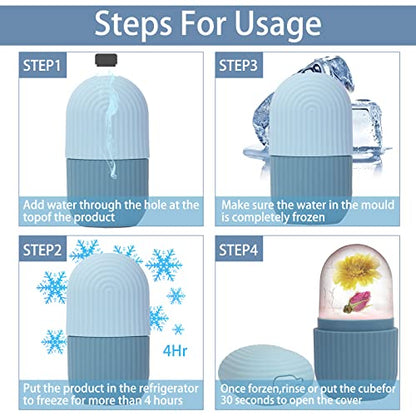 XHJRI Ice Face Roller Massager,Ice Cube Roller for Face, Eyes and Neck Naturally Conditioning and Skin Care,De-Puff Eye Bags,Reduce Migraine Pain,Reusable Massage Silicone Ice Mold (Blue) - color: Blue