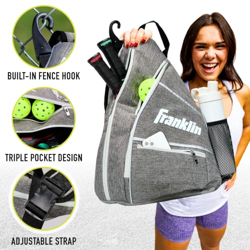 Franklin Sports Pickleball Bags - Sling Bag Backpack for Gear + Equipment - Men + Women - Holds Paddles, Balls + Accessories - color: Gray
