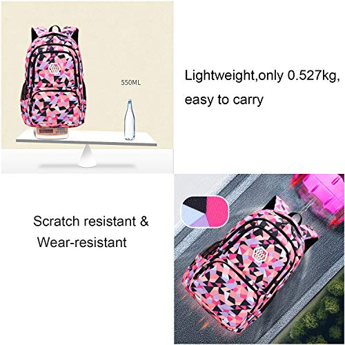 JiaYou Girl Geometric Printed Primary Junior High University School Bag Bookbag Backpack(2# Rose,35 L) - color: 2# Rose, size: 35 L
