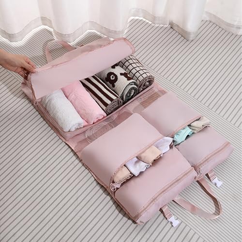 7 Set Packing Cubes Luggage Packing Organizers for Travel Accessories,Clothing Underwear Bag,Multi-layer storage bag,Hanging Pack-ing Cube, Foldable Travel Organizer pink - color: pink