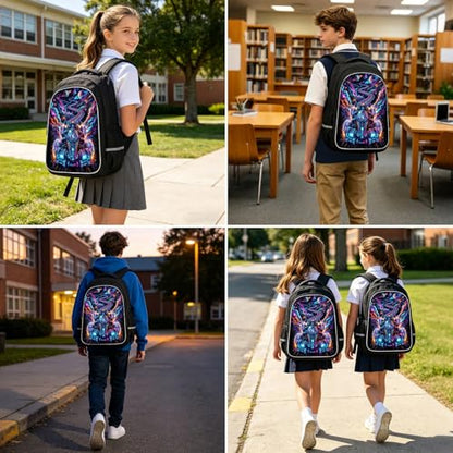Galaxy Space Car Backpack for Kids, 3D Reflective Spaceship Rainbow Universe Planets School Bag with Ergonomic Design, Large Capacity Bookbag for Boys Travel & Back to School, 17 Inch - color: Space Car