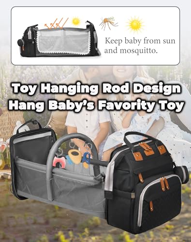 Astro alan Baby Diaper Bag with Changing Station, Waterproof Diaper Bag Backpack for Moms Dads with USB Charging Port, Baby Shower Gifts, Large Capacity diaper backpack, Black - color: Black