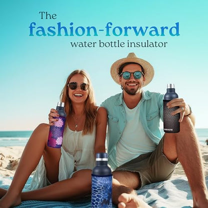 Water Bottle Sleeve, Neoprene Insulated Bottle Sleeve, Fits 32-40 Oz. Water Bottle, Washable and Reusable, XL Size, Gray Waves - color: Gray Waves Camo, size: XL 32-40oz