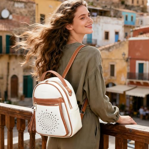 APHISON Small Backpack Purse for Women Cute PU Leather Mini Backpacks Ladies Casual Lightweight Travel Daypack Waterproof - color: 9-white Brown, size: Small