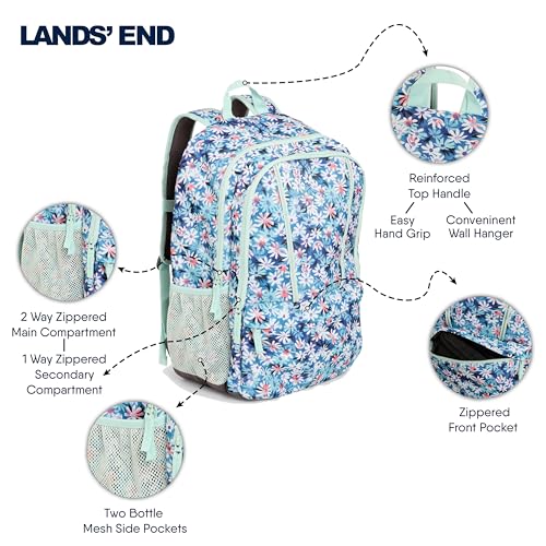 Lands' End Unisex Kids Large ClassMate Lightweight Durable Elementary School Backpack, Peacock - color: Peacock