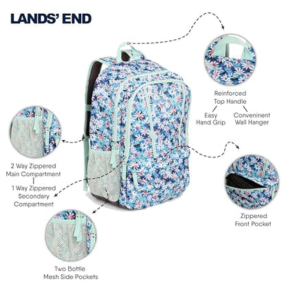 Lands' End Unisex Kids Large ClassMate Lightweight Durable Elementary School Backpack, Peacock - color: Peacock