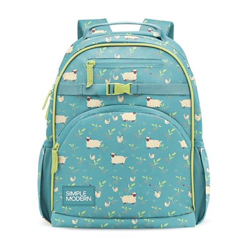 Simple Modern Medium Toddler Backpack for School Girls and Boys | Kindergarten Elementary Kids Backpack | Fletcher Collection | Kids - 15" tall | Sheeps & Strawberries - color: -Sheeps & Strawberries, style: Kids Medium