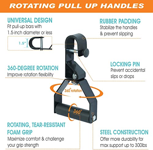 Yes4All Multifunctional Wall Mounted Pull Up Bar And Rotating Pull Up Handles With Non-Slip & Foam Pad Grips