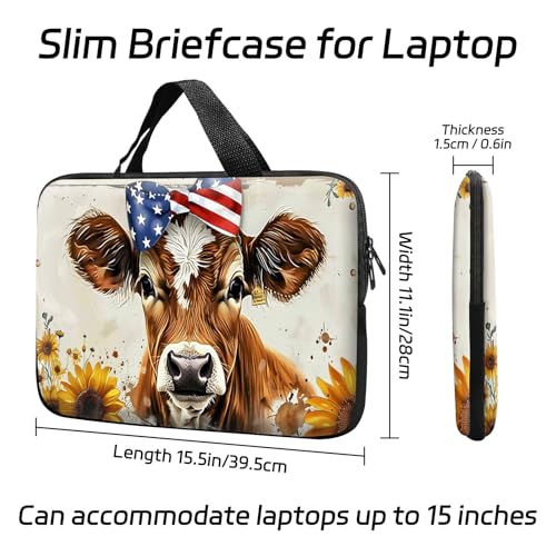 14 15 15.4 15.6 inch Laptop Handle Bag Computer Bag, Pouch Holder Notebook Sleeve Cover Soft Case Compatible for Dell,Lenovo,Toshiba HP, Asus Notebook-Cute Cow - color: Cute Cow