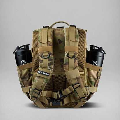 WOLFpak 35L Athletic Gym Backpack - Durable 1000D Waterproof Oxford Material with MOLLE Webbing, Laptop Pocket & Dual Cup Holders, Durable Fitness/Travel/Military Daypack (OCP Camo) - color: Ocp Camo