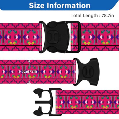 2 Pack Luggage Straps for Suitcases, Adjustable Travel Belt with Double Lock and Quick Release Buckle, Heavy Duty Nylon Bag Packing Strap, Bright Identifiers Business Travel Accessories-Pink Totem - color: 24020 Pink Totem