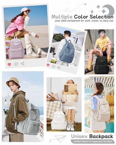 BJLFS Small Backpack for School Girls Kids Women, Grey Waterproof Bookbag Cute High School Back Pack for Men Teen Boys, Lightweight Travel College Backpack Mochilas Escolares para Daypack Rucksack - color: Light Grey